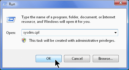 START - RUN - sysdm.cpl